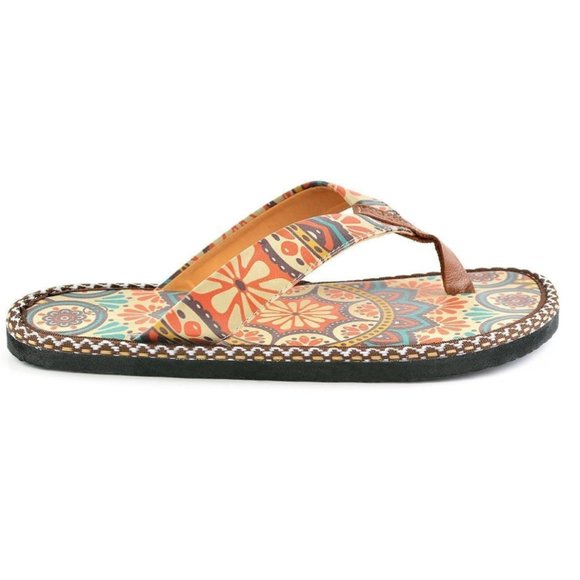 Brown & Red Mandala Flip-Flop - Calceo Line of Goby Shoes - Picture 3 of 4
